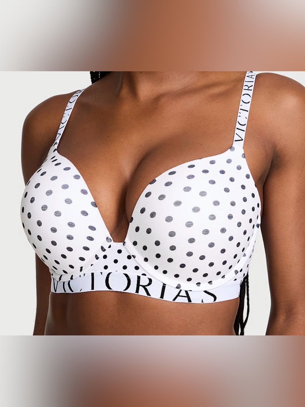 Victoria’s Secret Bombshell white black dots Add-2-Cups T-shirt Push-Up Bra 38D
